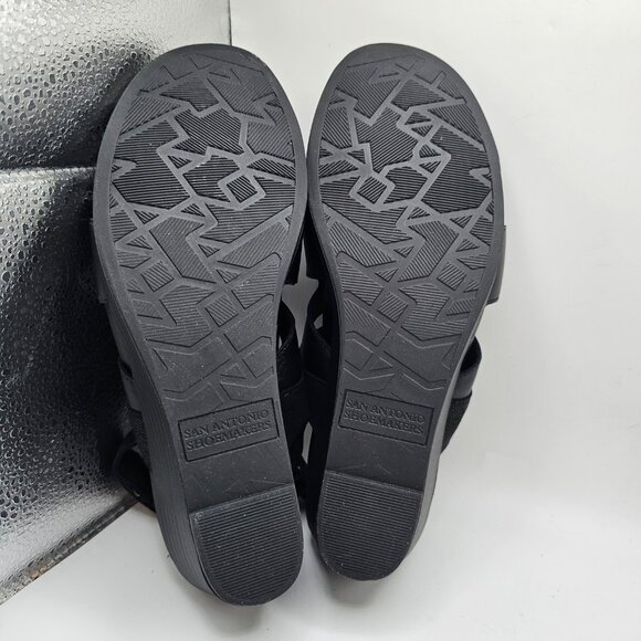 NIB Women's SAS‎ Sedona Lace-Up Leather Wedge Sandals Black Sparkle Size 10M - Picture 6 of 10